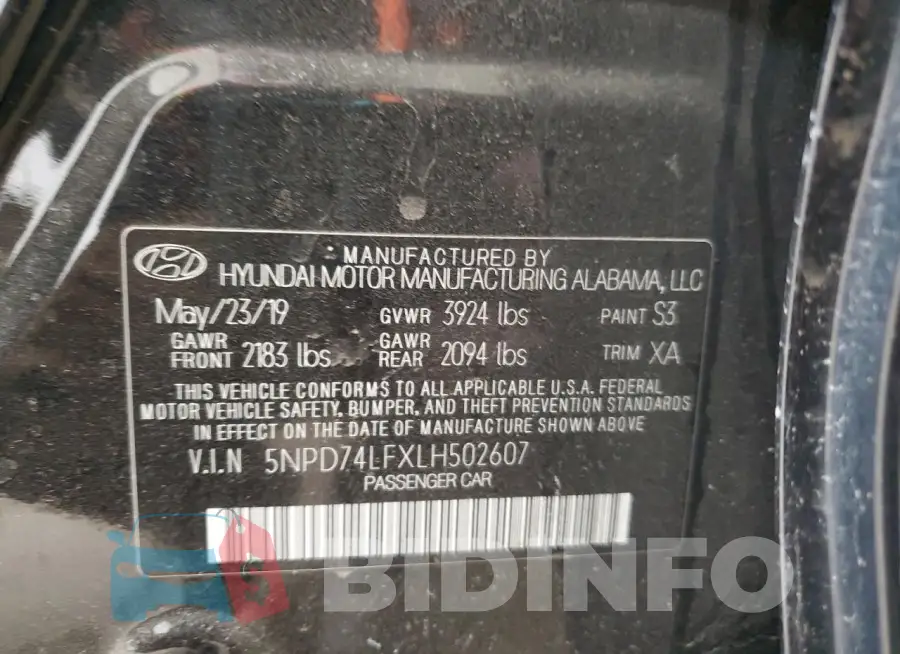 5NPD74LFXLH502607 Photo# 12