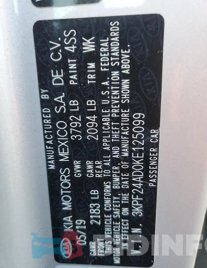 3KPF24AD0KE125099 Photo# 12