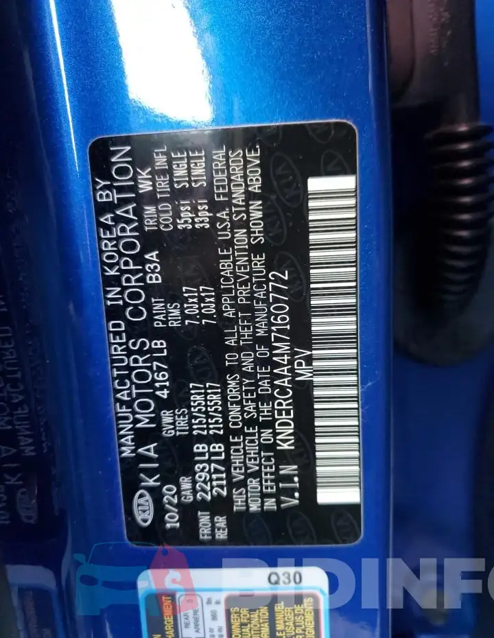 KNDERCAA4M7160772 Photo# 13