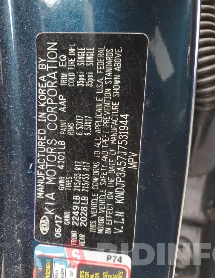 KNDJP3A57J7531944 Photo# 12