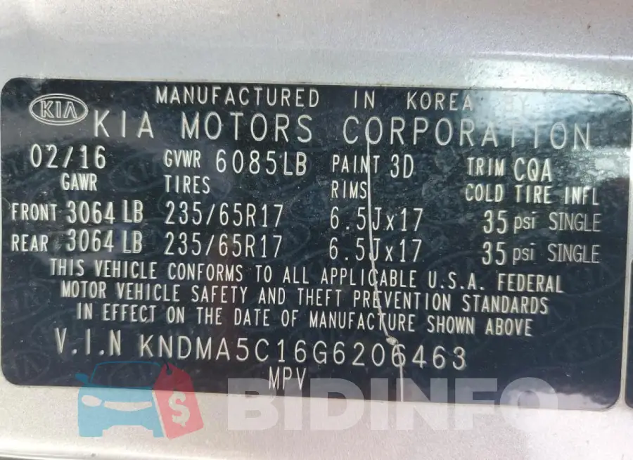 KNDMA5C16G6206463 Photo# 13