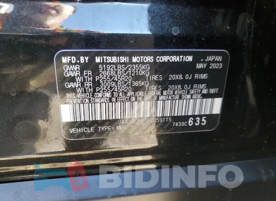 JA4J4UA87PZ059115 Photo# 14