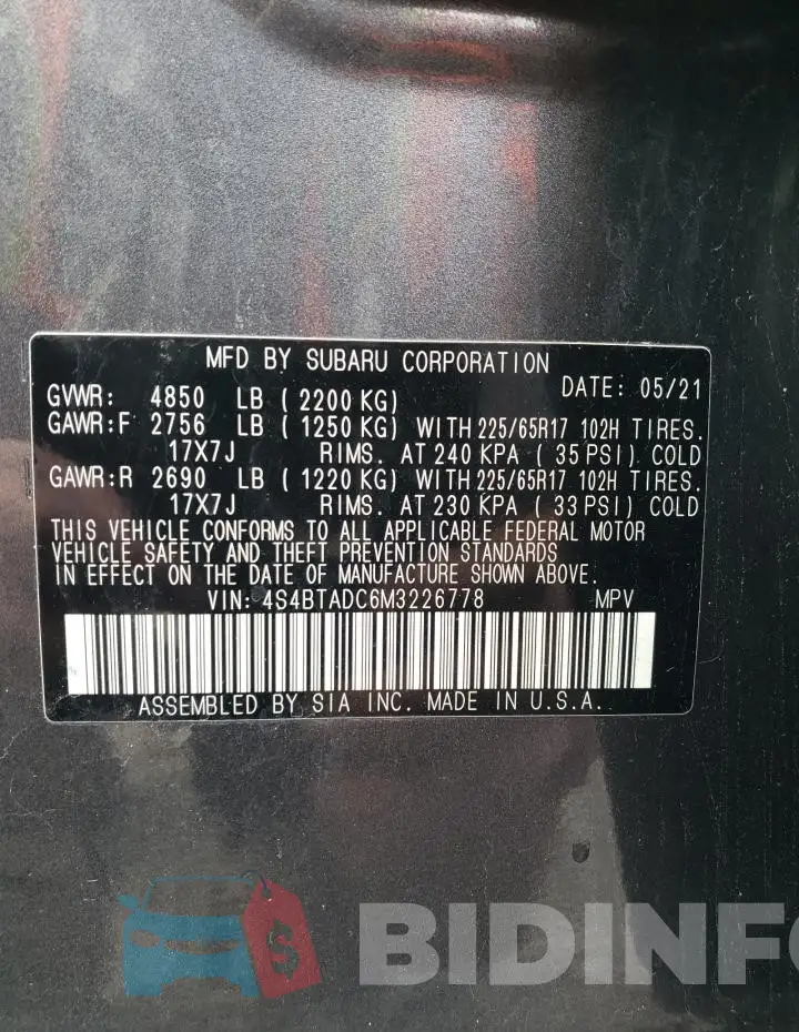 4S4BTADC6M3226778 Photo# 14