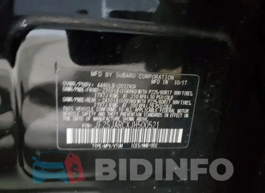 JF2SJARCXJH500521 Photo# 13