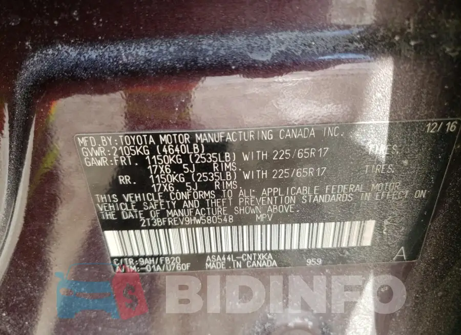 2T3BFREV9HW580548 Photo# 13
