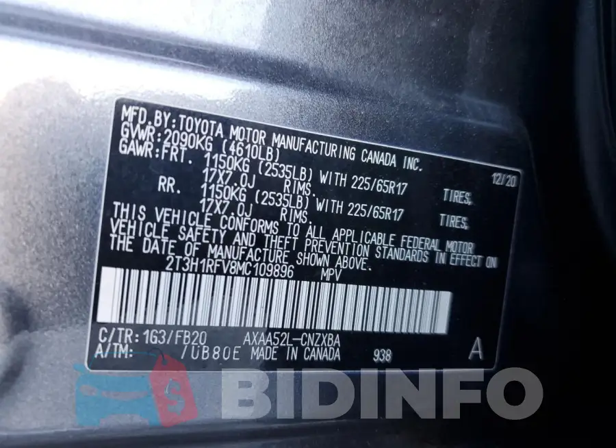 2T3H1RFV8MC109896 Photo# 13