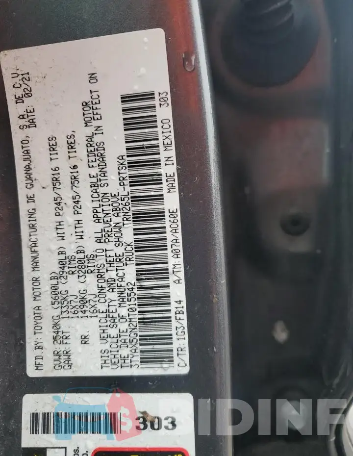 3TYAX5GN2MT015542 Photo# 12