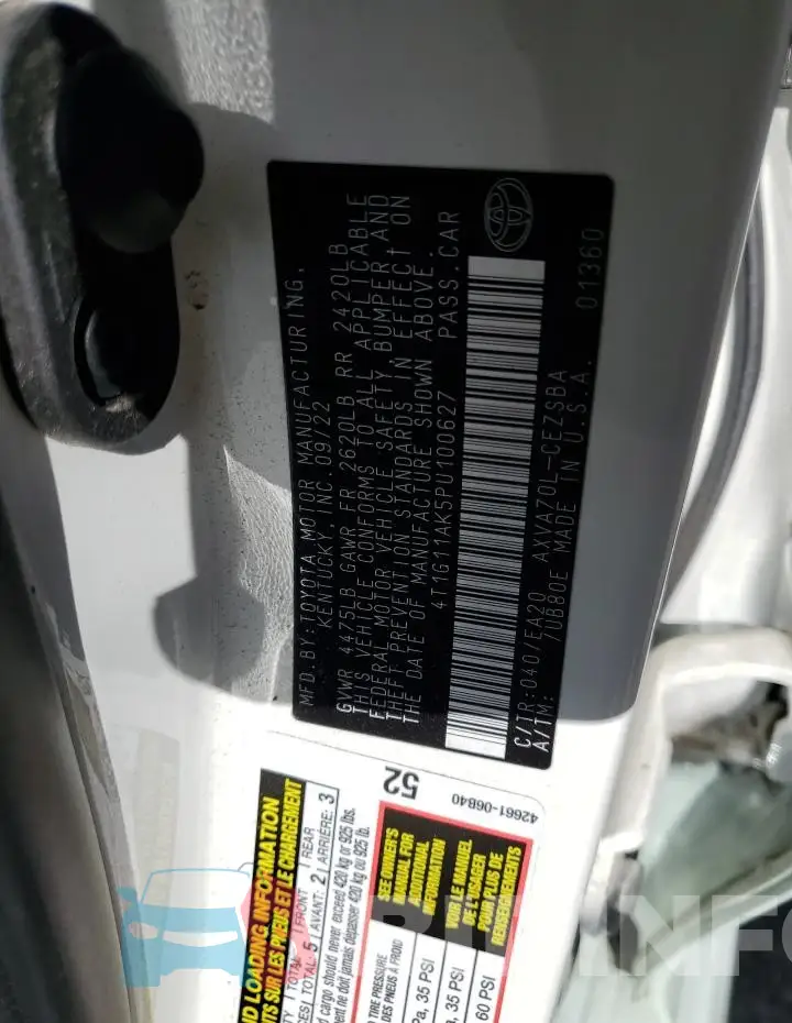 4T1G11AK5PU100627 Photo# 12