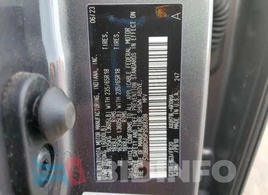 5TDBBRCH5PS589398 Photo# 13