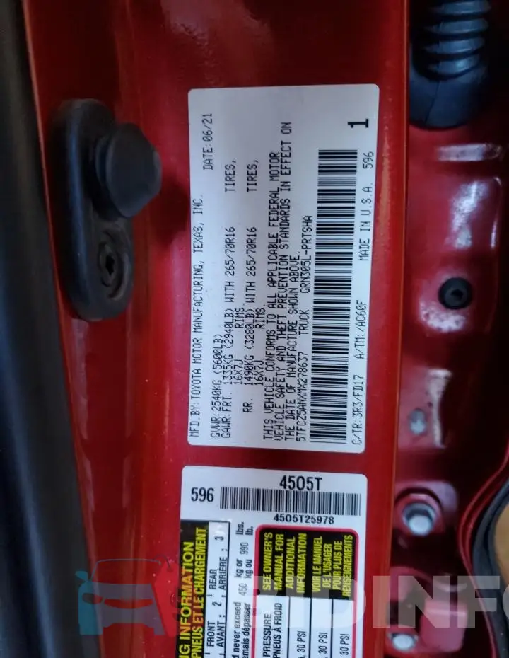 5TFCZ5ANXMX278637 Photo# 12