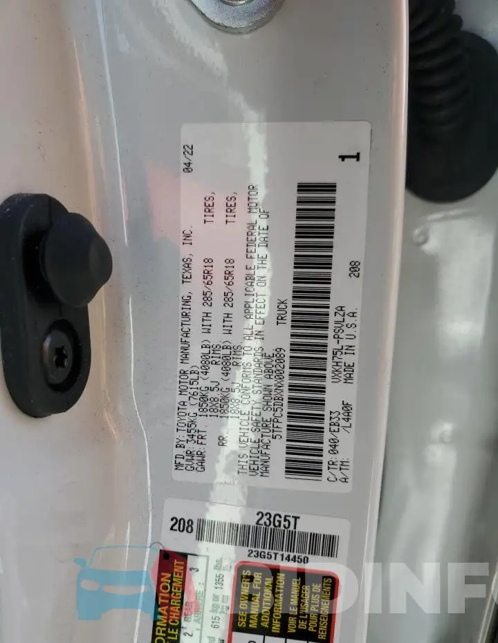 5TFPC5DBXNX002089 Photo# 12