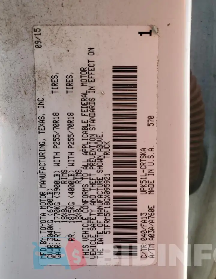 5TFRM5F18GX095921 Photo# 12