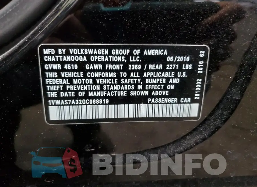 1VWAS7A32GC068919 Photo# 12