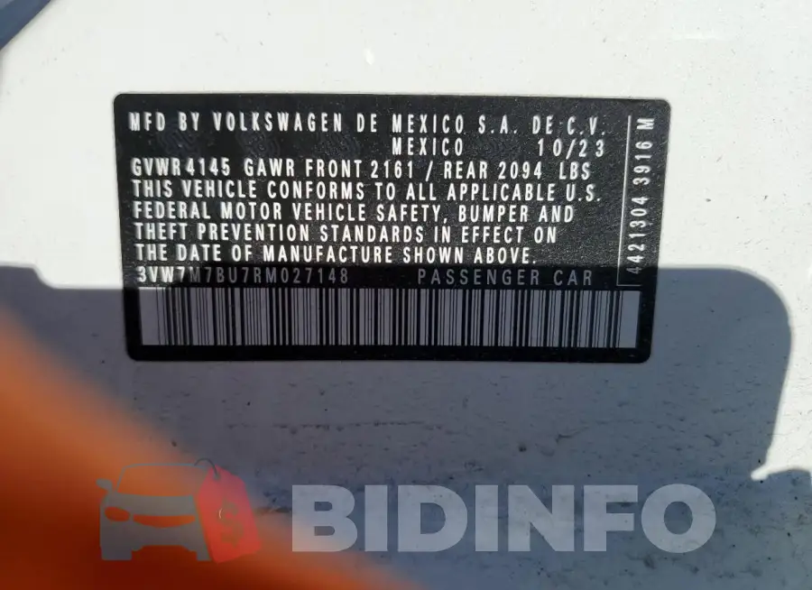 3VW7M7BU7RM027148 Photo# 12
