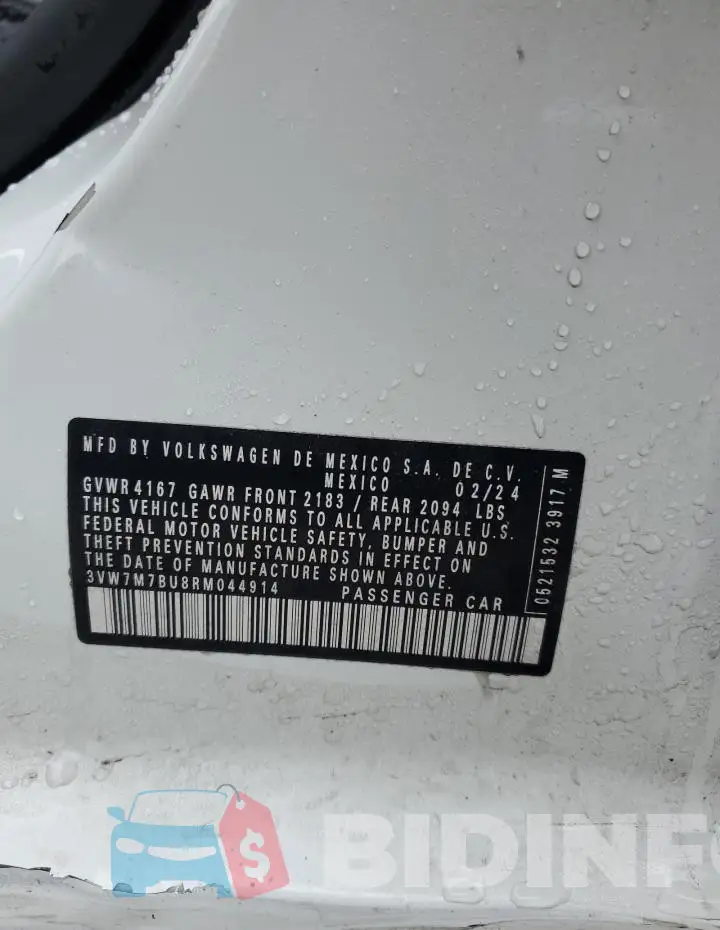3VW7M7BU8RM044914 Photo# 12