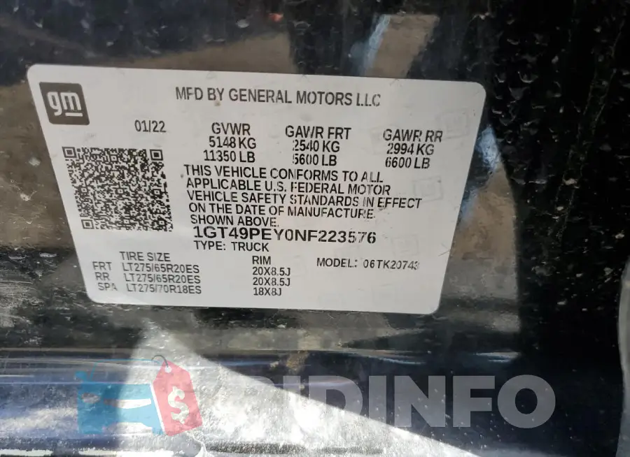 1GT49PEY0NF223576 Photo# 12
