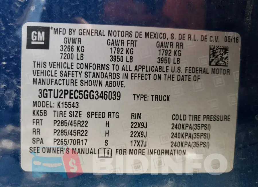 3GTU2PEC5GG346039 Photo# 12