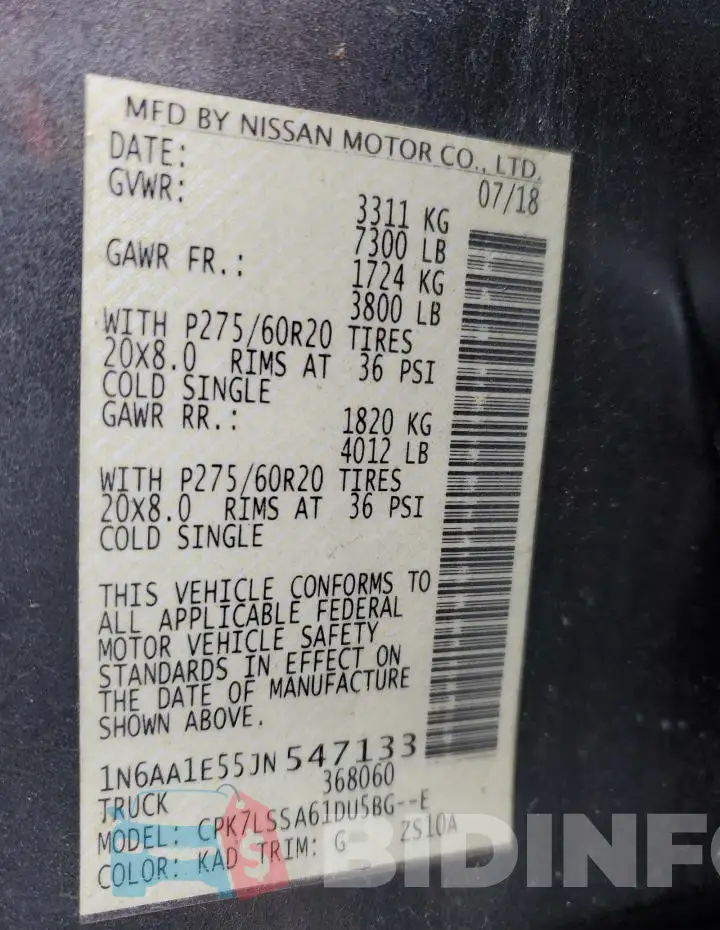 1N6AA1E55JN547133 Photo# 12