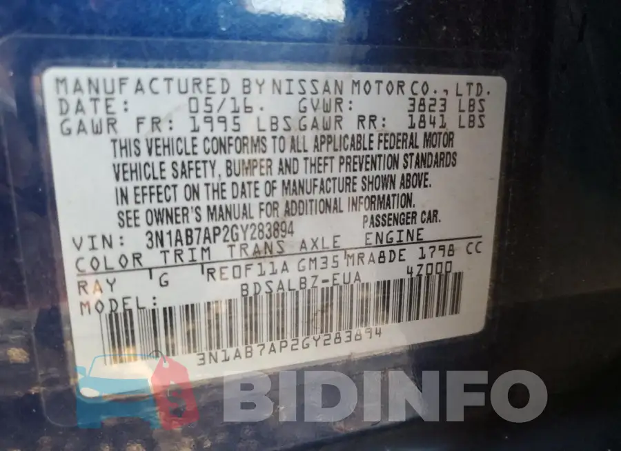 3N1AB7AP2GY283894 Photo# 12
