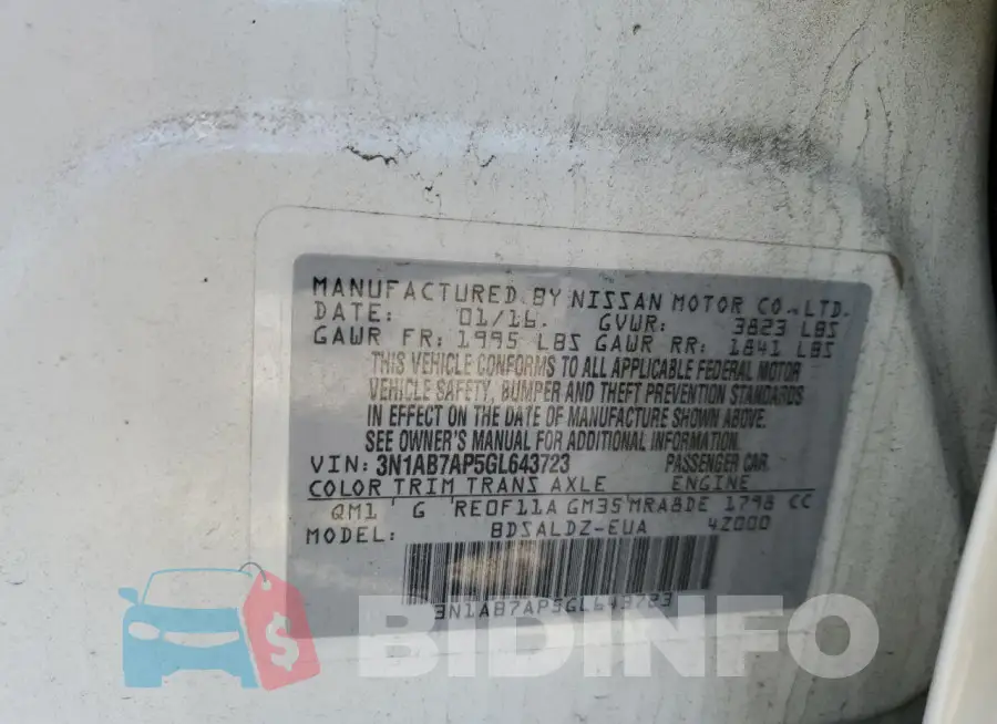 3N1AB7AP5GL643723 Photo# 13