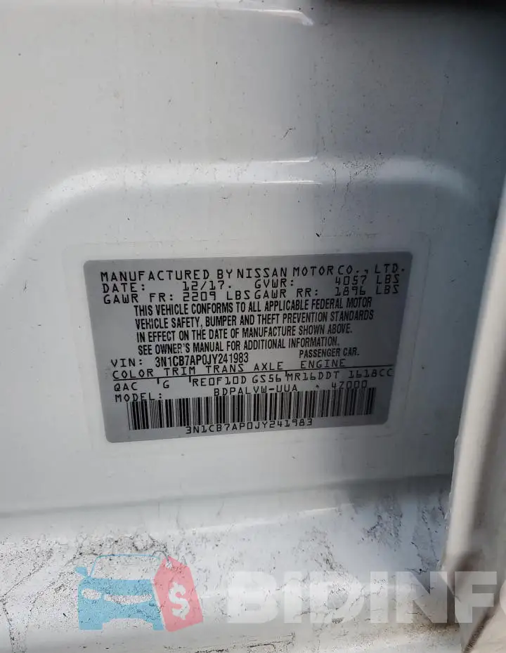 3N1CB7AP0JY241983 Photo# 13