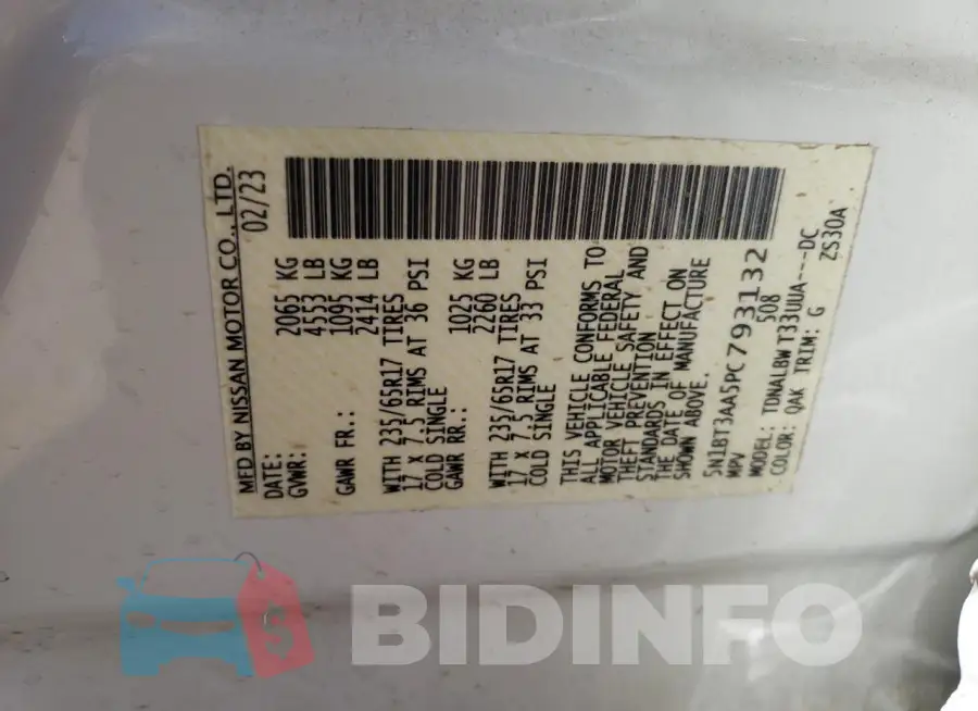 5N1BT3AA5PC793132 Photo# 13
