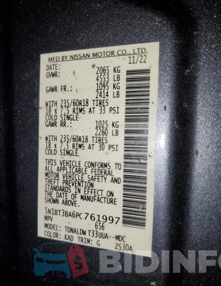 5N1BT3BA6PC761997 Photo# 13