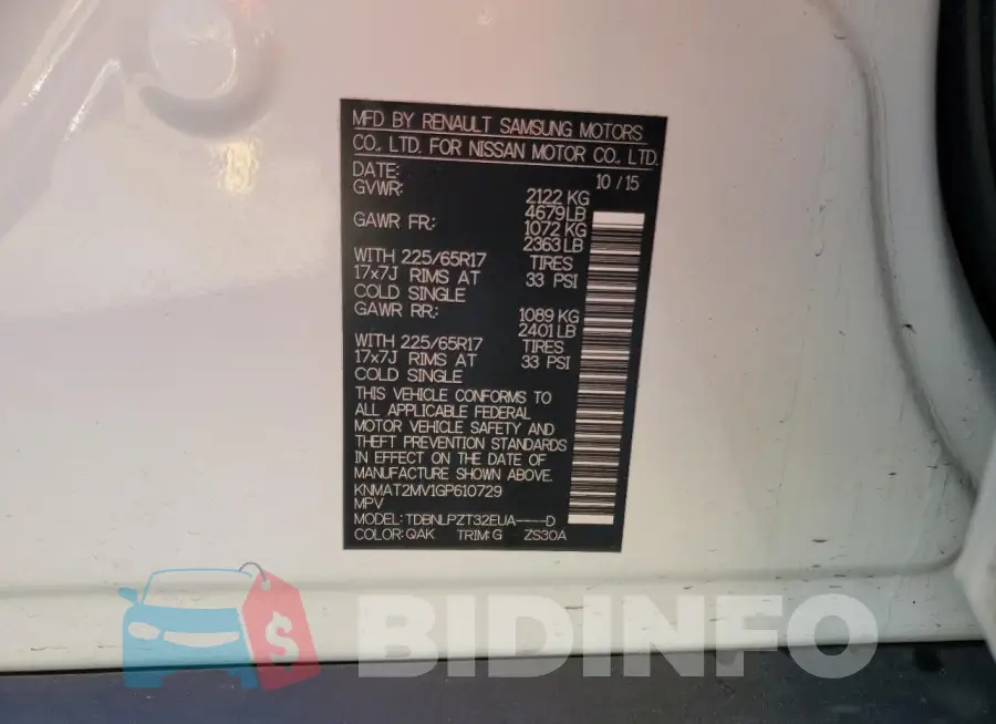 KNMAT2MV1GP610729 Photo# 14