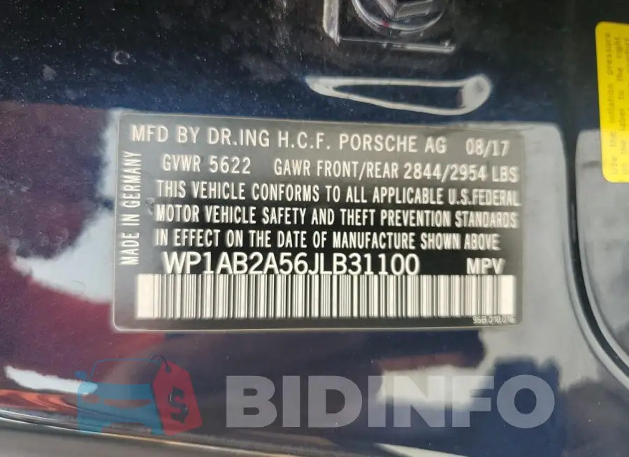 WP1AB2A56JLB31100 Photo# 13