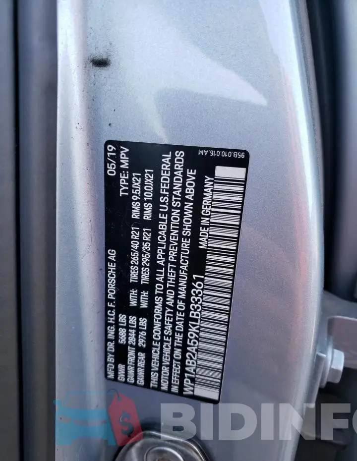 WP1AB2A59KLB33361 Photo# 13