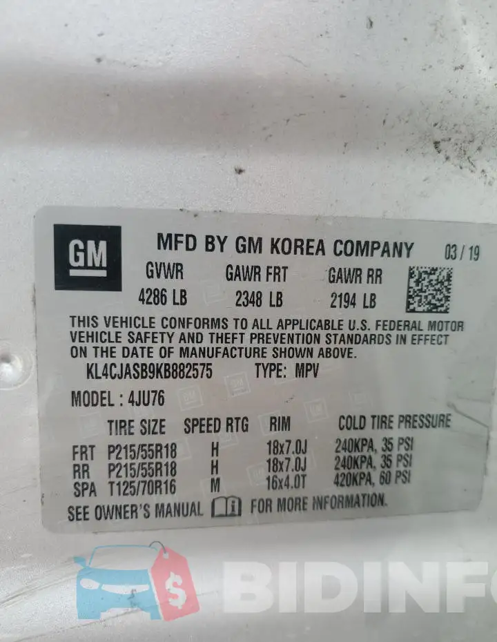 KL4CJASB9KB882575 Photo# 13