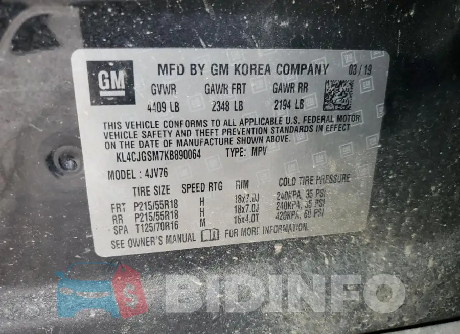 KL4CJGSM7KB890064 Photo# 12