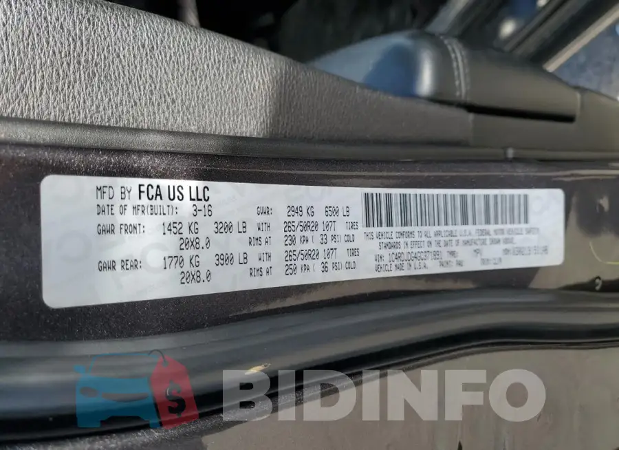 1C4RDJDG4GC371891 Photo# 13