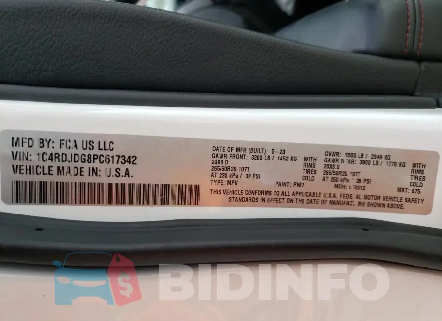 1C4RDJDG8PC617342 Photo# 13