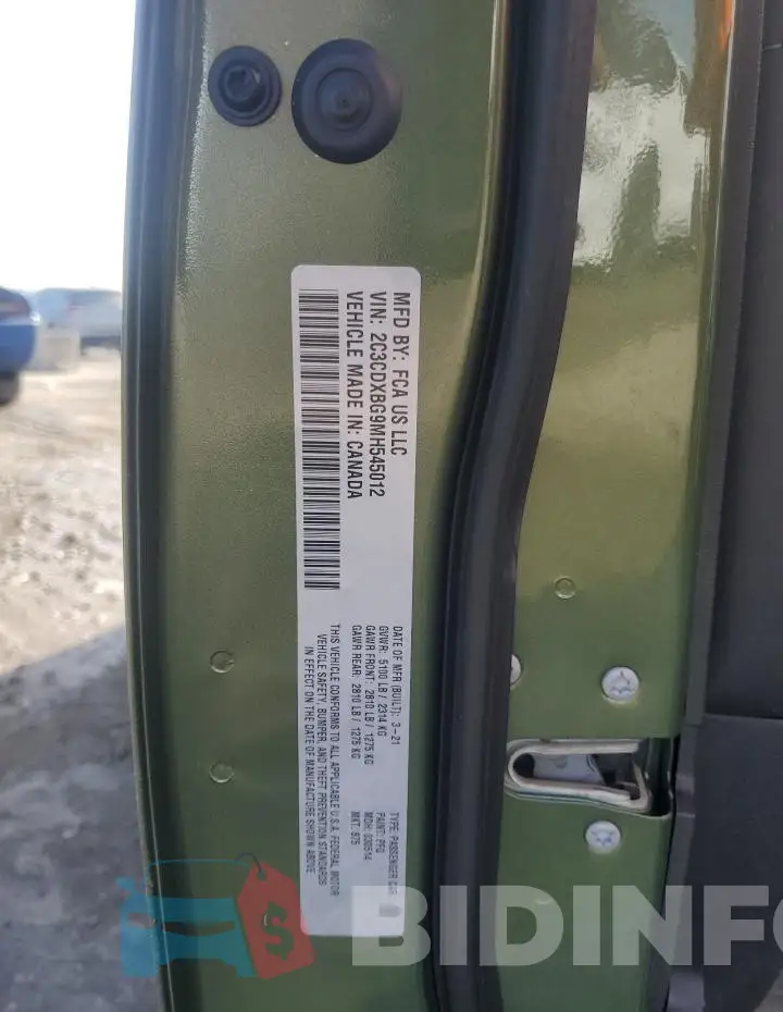 2C3CDXBG9MH545012 Photo# 12