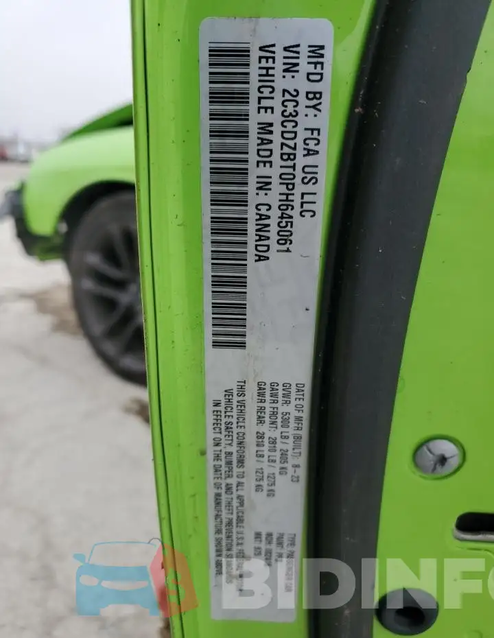 2C3CDZBT0PH645061 Photo# 12