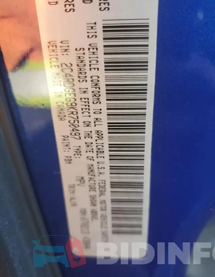 2C4RDGEG9KR750497 Photo# 13