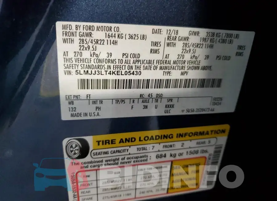 5LMJJ3LT4KEL05430 Photo# 14