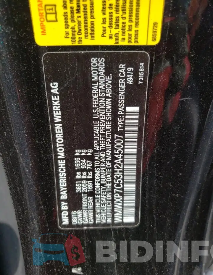 WMWXP7C53H2A45007 Photo# 13