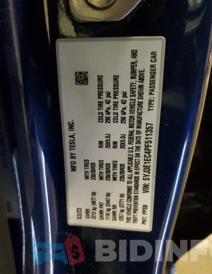 5YJ3E1EC4PF511357 Photo# 13
