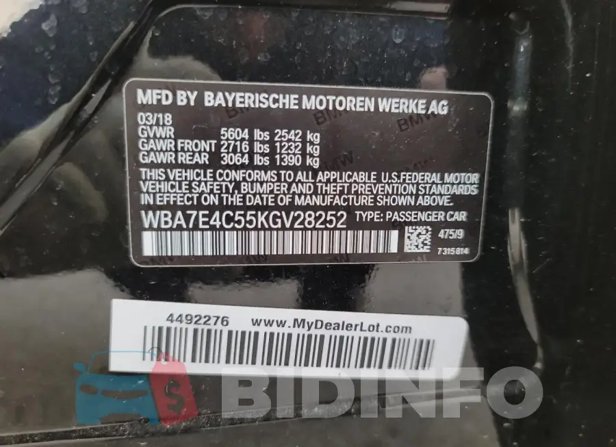 WBA7E4C55KGV28252 Photo# 10
