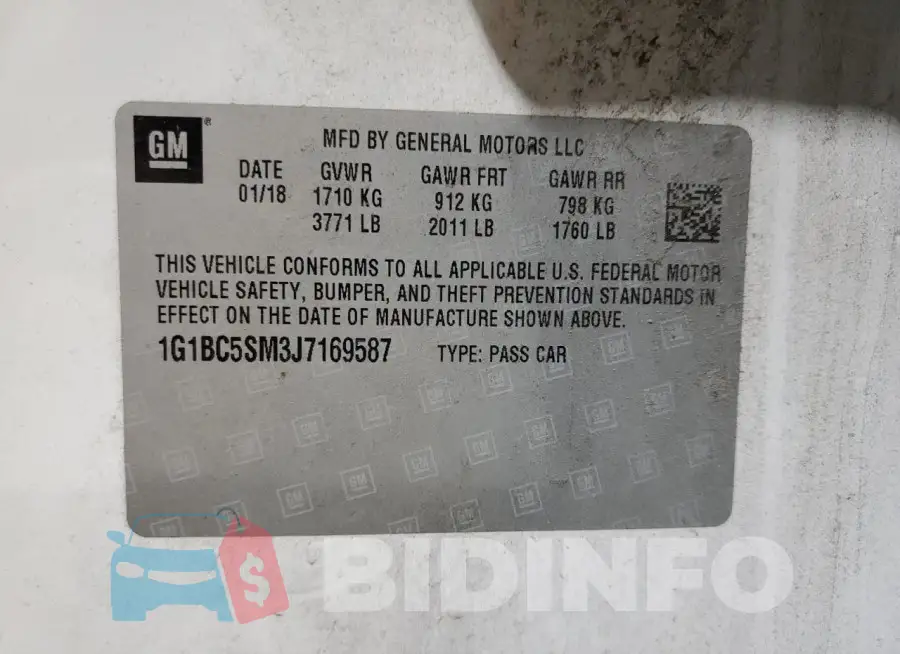 1G1BC5SM3J7169587 Photo# 13