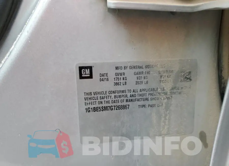 1G1BE5SM7G7268867 Photo# 12
