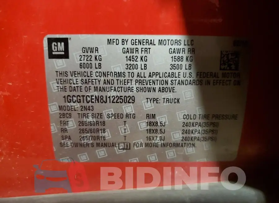 1GCGTCEN8J1225029 Photo# 12