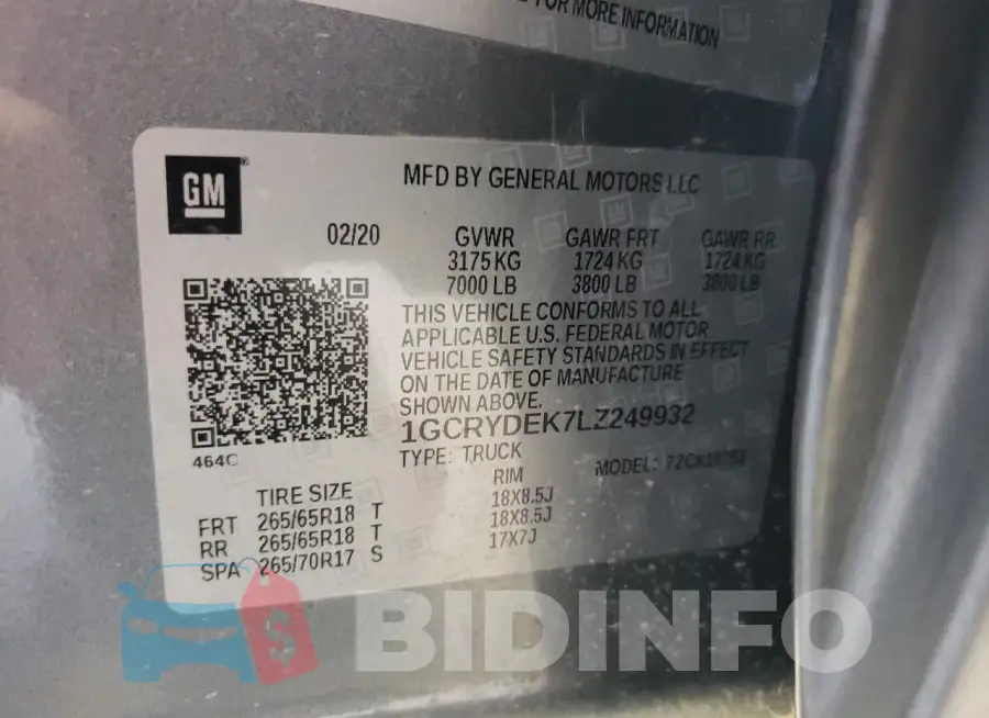 1GCRYDEK7LZ249932 Photo# 12