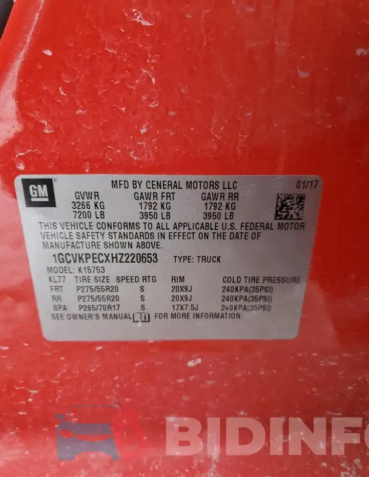 1GCVKPECXHZ220653 Photo# 12