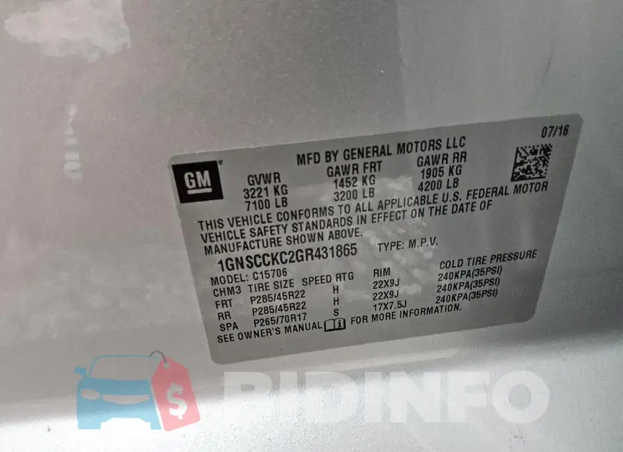 1GNSCCKC2GR431865 Photo# 13