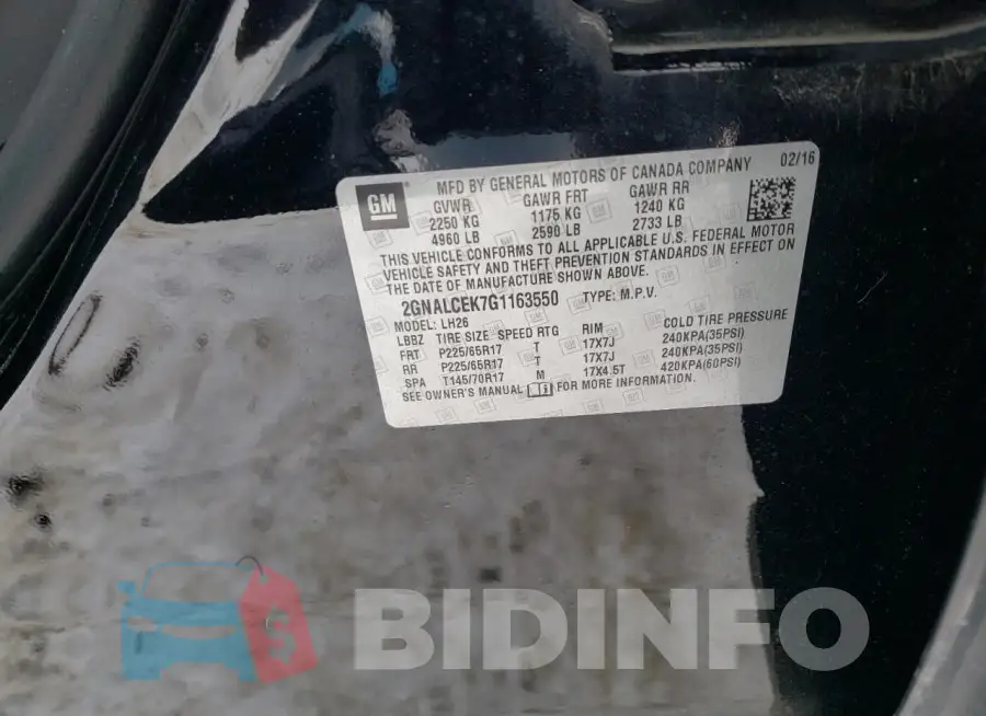 2GNALCEK7G1163550 Photo# 13