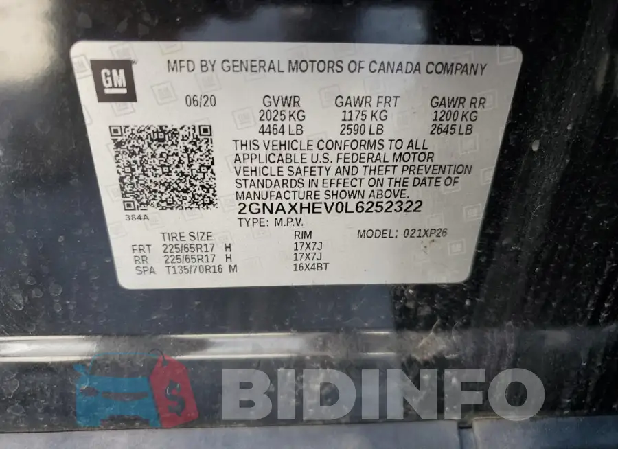 2GNAXHEV0L6252322 Photo# 13