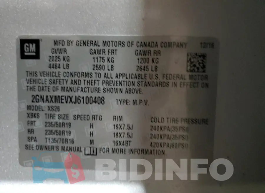 2GNAXMEVXJ6100408 Photo# 12